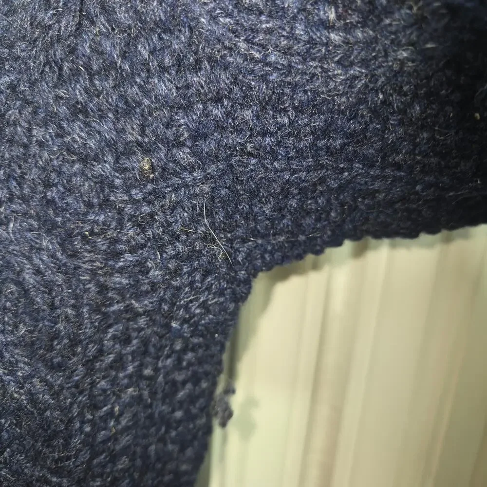 J.Crew Handknit 100% Wool Cable Knit Crewneck Sweater XXL Navy